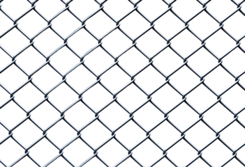 Silver Chain Link Fence Texture Isolated on Transparent Background