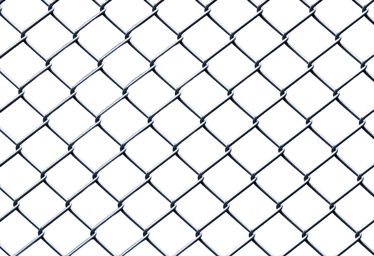 Silver Chain Link Fence Texture Isolated on Transparent Background
