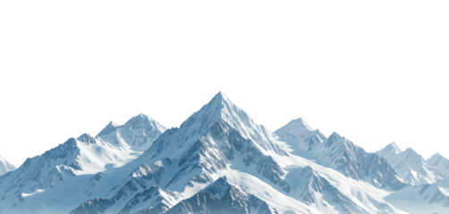 Snow-Capped Mountain Range Isolated on Transparent Background