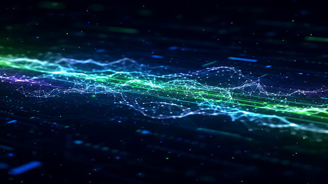 Digital Waveform with Plexus Dots and Lines Technology Background