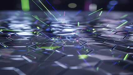 Futuristic Cyberpunk Hexagonal Grid Interface Abstract Background