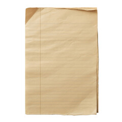 Vintage Lined Paper Sheet with Rough Edges and Folds