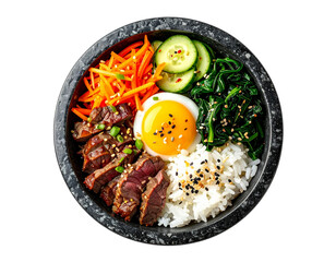 Bibimbap on Dark Concrete Background – Traditional Korean Cuisine PNG