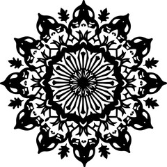 Intricate Black Circular Mandala Design