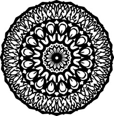 Intricate Black Circular Mandala Design