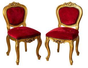  Elegant Rococo Red Stools – Ornate Antique Furniture PNG