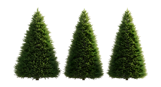 Three Green Christmas Trees of Varying Sizes image