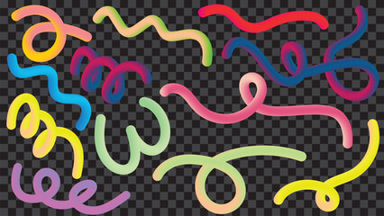 Abstract 3D Fluid Neon Lines Wavy Design Elements Vector Pack