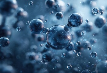 A mesmerizing visualization of molecules interacting in a dynamic, deep blue environment.