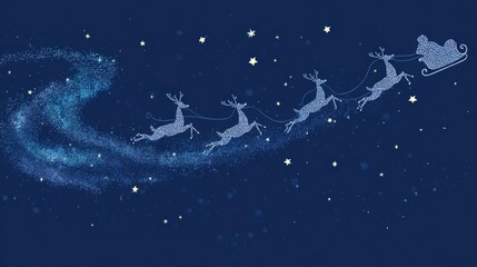 Digital illustration of a night sky filled with stars and a crescent moon. the background is a deep blue color with small white dots scattered throughout.