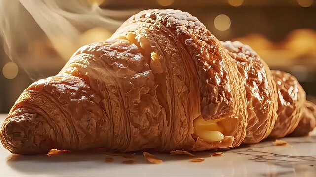 Freshly Baked Croissant A Delicious Pastry Delight.