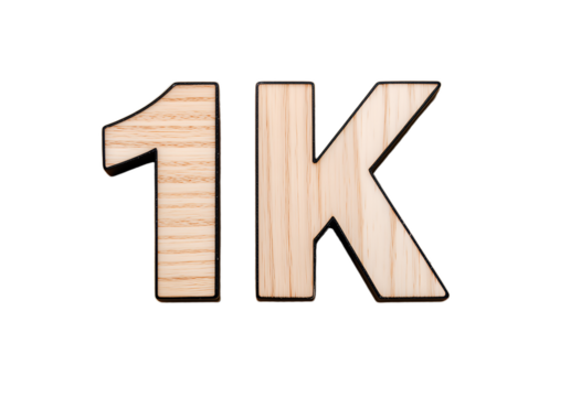 Wooden textured one thousand sign isolated on transparent background