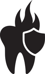 Tooth silhouette with shield overlay, symbolizing dental protection and fluoride care.
