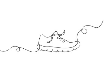 Stylish shoes continuous one line minimalist outline sketch footwear vector illustration
