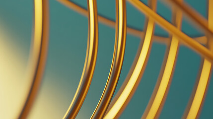 Abstract gold elements with elegant lines, gently curved against a teal backdrop. The lines suggest connectivity & fluidity, creating a minimalist & sophisticated aesthetic.