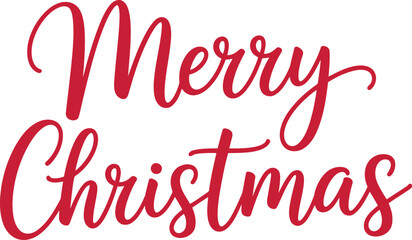 Elegant red script merry christmas text on white background