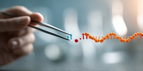 Person manipulates genetic strand with tweezers, highlighting scientific research