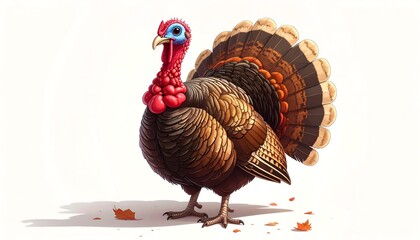 Festive Thanksgiving Turkey Illustration with Detailed Plumage.
