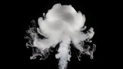 White Smoke Cloud Explosion Against Black Background image photo - Powered by Adobe