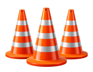 Bright Orange Traffic Cones – Safety and Hazard Warning PNG