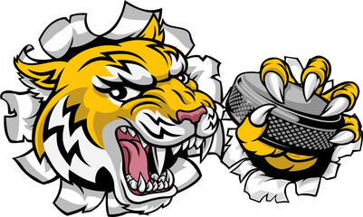 Obraz premium A wildcat or bobcat lynx bobcats wildcats sports team ice hockey mascot