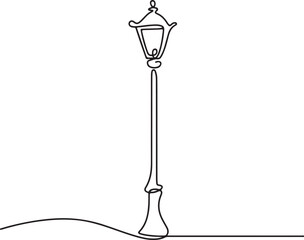 Continuous One Line Drawing of Garden Light Park Light or Road Light