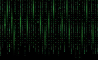  Green binary ones zeros code on black background