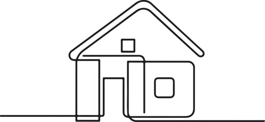 Continuous One Line Drawing of Home Icon Modern House Illustration