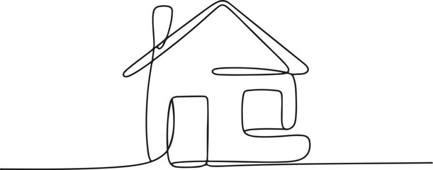 Continuous One Line Drawing of Home Icon Modern House Illustration