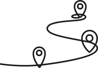 Continuous One Line Drawing of Path and Location Pointers