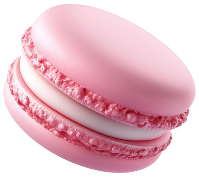 Macaron 3d rendering PNG. Cartoon minimal illustration style pink macaron on transparent isolated background.