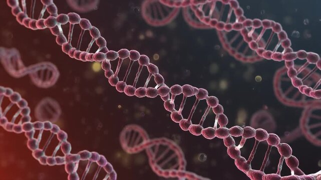 Intricate visualization of multiple DNA double helix strands, showcasing the molecular structure responsible for storing genetic code