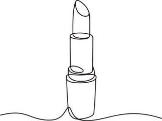 Continuous One Line Drawing of Lipstick Cosmetic