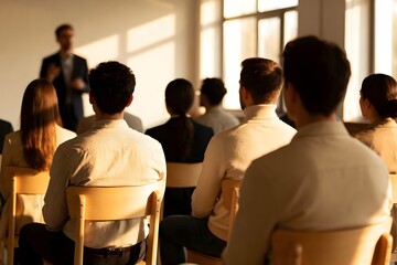 Menschen bei einer Betriebsversammlung, Vortrag, Präsentation ...