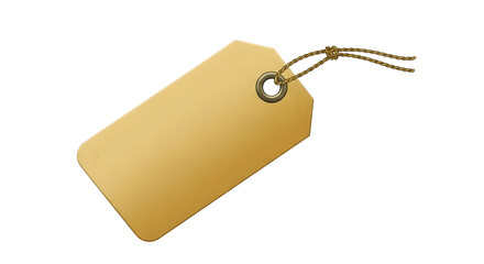 Blank brown paper tag with string isolated on transparent background