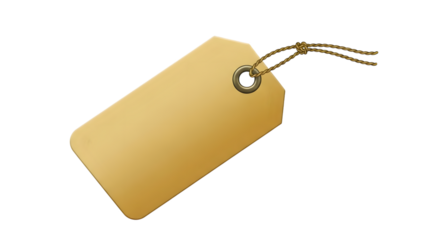 Blank brown paper tag with string isolated on transparent background