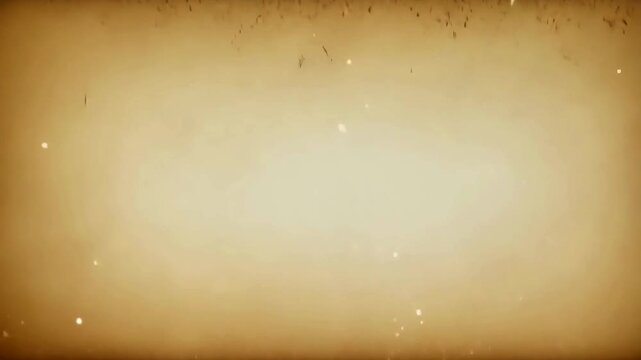 Old vintage sepia film texture with floating dust particles and scratches. Retro parchment paper background loop with light leaks.