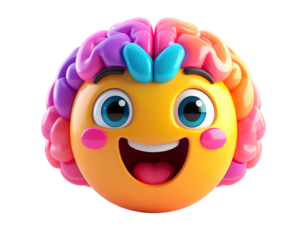Adorable Smiling Brain Emoji Render for Fun and Education – PNG