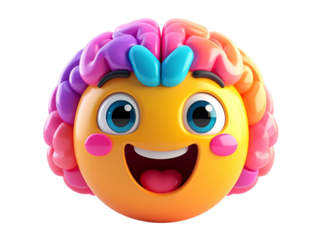 Adorable Smiling Brain Emoji Render for Fun and Education – PNG
