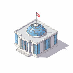 Smart Government Building Isometric 3D Vector on White Background