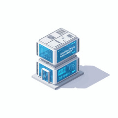 Smart Construction Management Office Isometric 3D Vector Illustration