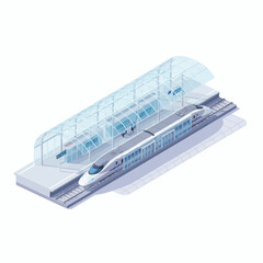 High-Speed Train Station Isometric 3D Modern Transport Vector