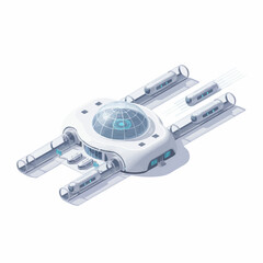 Hyperloop Transit Station Isometric 3D Modern Mobility Vector