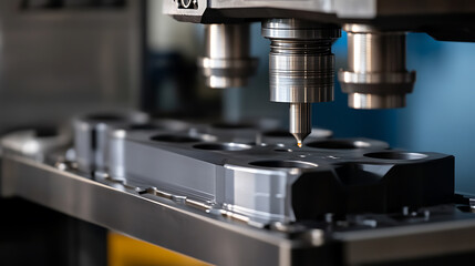 Precision machining in action! See the metal cutting machine creating intricate shapes. Advanced technology brings efficiency to the manufacturing process.