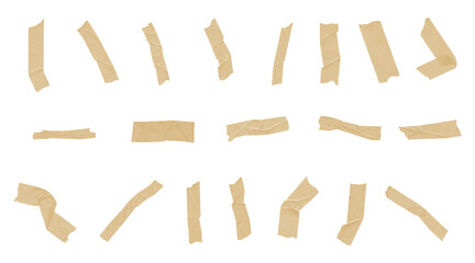 Beige Masking Tape Set. Torn Paper Sticky Tape Collection for Scrapbooking, Collage, and Design Projects