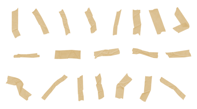 Beige Masking Tape Set. Torn Paper Sticky Tape Collection for Scrapbooking, Collage, and Design Projects