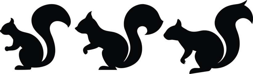 Squirrel silhouette, black and white, minimalist, simple, flat design, vector graphics 