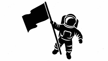 Brave astronaut plants flag of victory in space exploration, a symbol of achievement and determination for greatness