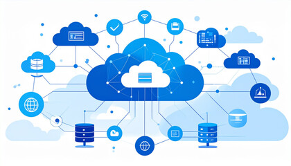 Blue & White Vector Infographic of Cloud Computing Services