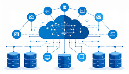 Blue & White Vector Infographic of Cloud Computing Services
